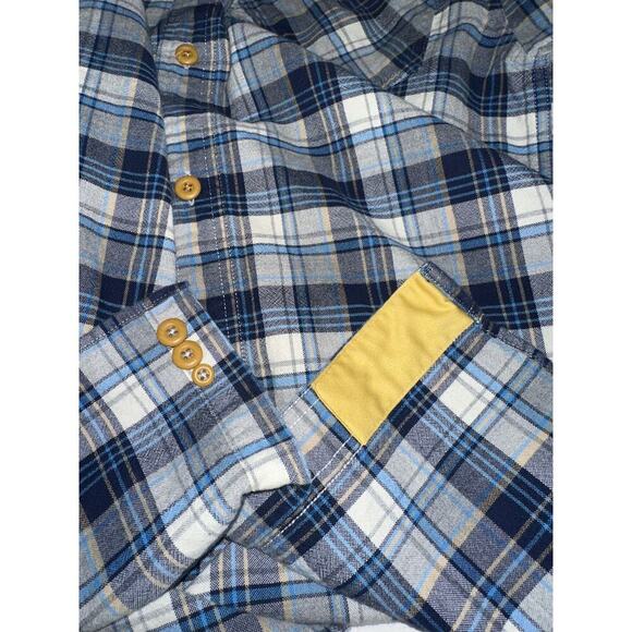 Duluth Trading Men’s Button Down Shirt Blue Plaid Flannel Slim Fit Cotton Medium - Picture 7 of 8